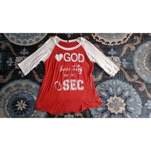 Solus Blouse Top Women's Sz L "God Sweet Tea And The Sec" Football Sports Comfy